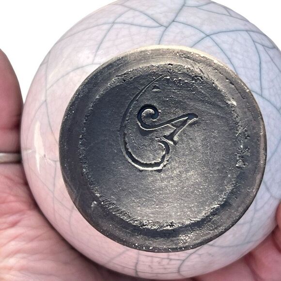 Antique Vintage Mini Raku Studio Art Pottery Vase Signed A - Picture 5 of 5